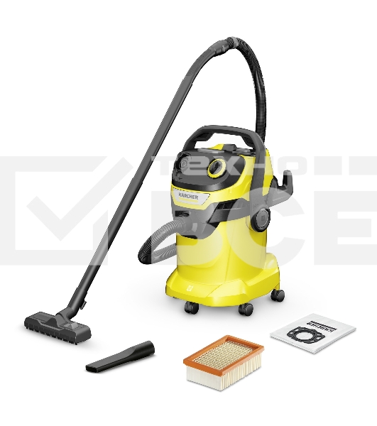 Строительный пылесос Karcher WD 5 V-25/5/22 желтый, 1100 Вт, уборка сухая/сбор воды, пылесборник мешок/контейнер, 25 л