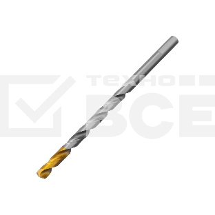 Сверло спиральное по металлу Denzel 7,5 х 156 мм, Р6М5, Golden Tip, удлиненное