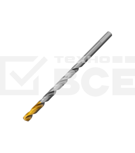 Сверло спиральное по металлу Denzel 7,5 х 156 мм, Р6М5, Golden Tip, удлиненное