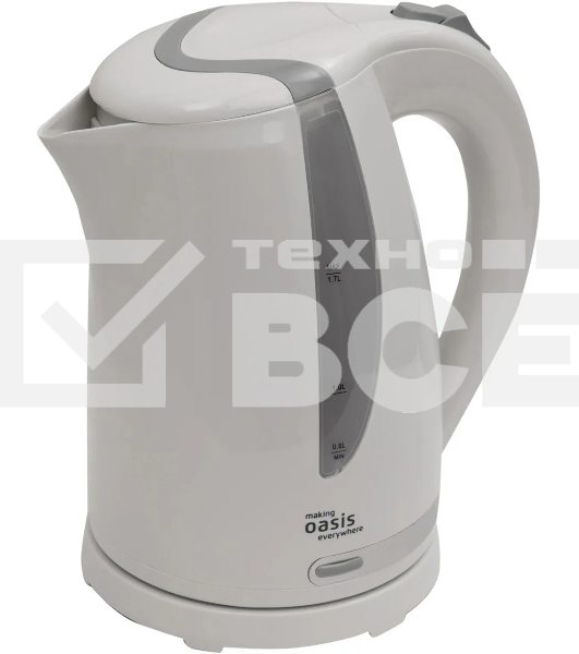 Чайник электрический Oasis K-2PW 1.7 л, 2200 Вт, белый корпус: пластик