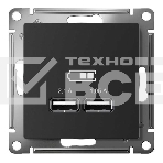 Карбон Розетка USB, 5В, 1 порт x 2,1 А, 2 порта х 1,05 А, механизм ATN001033 Schneider Electric, фото 1