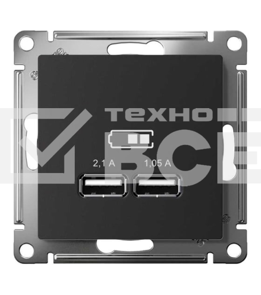 Карбон Розетка USB, 5В, 1 порт x 2,1 А, 2 порта х 1,05 А, механизм ATN001033 Schneider Electric