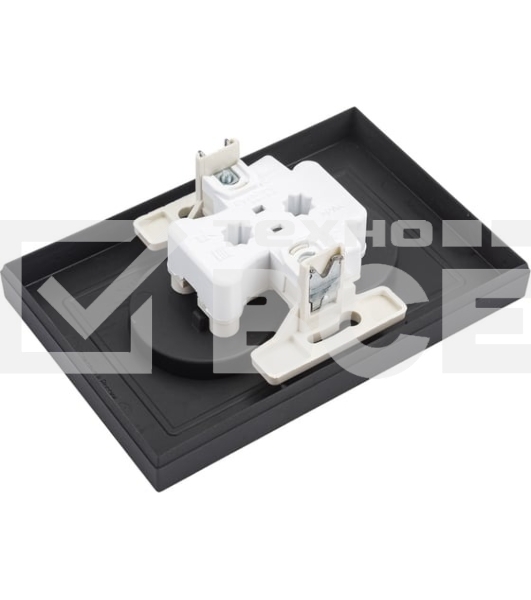 Розетка 2-м AtlasDesign без заземл. 16А в сборе карбон SchE ATN001020