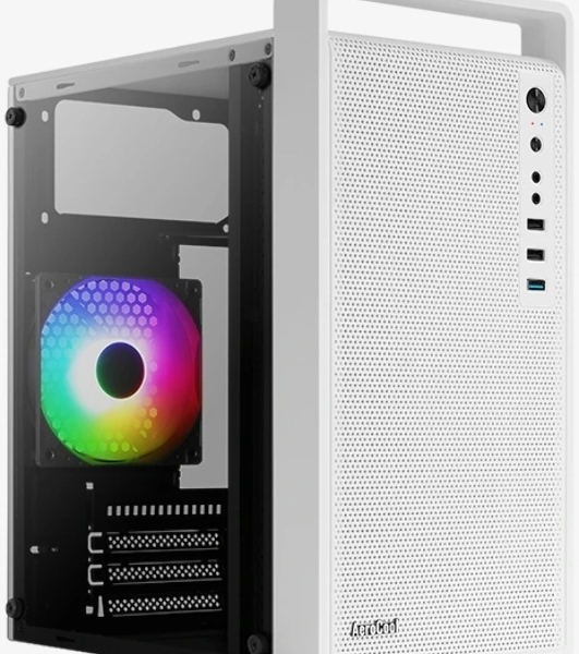 Корпус mATX AeroCool CS-109-G-WT-v1 4711099472383 белый, без БП, USB 3.0, 2*USB 2.0, HD Audio