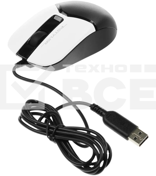 Мышь проводная A4Tech Fstyler FM12 белый/черный, 1200 dpi, USB, кнопки - 3