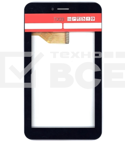 Сенсорное стекло (тачскрин) для Irbis TX33, черное с рамкой