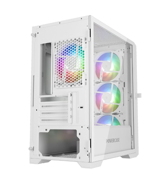 Компьютерный корпус Powercase Alisio Micro X4W V2, Tempered Glass, 4х 120мм ARGB fans, ARGB HUB, белый, mATX (CAMCXW-A4)