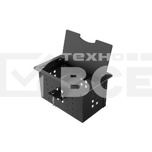 Прямоугольный металлический корпус Wize Pro [WRTS-12BOX-B] для модульной системы врезного лючка в стол с откидывающейся крышкой, до12 модулей-вставок, беспроводная зарядка 10Вт для моб.устройств на крышке, преустановленная рамка,черный