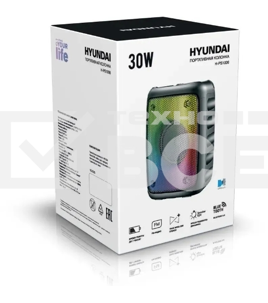 Портативная колонка Hyundai H-PS1006 черный 30 Вт 1.0 BT 10м 1500mAh