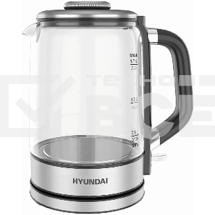 Чайник электрический Hyundai HYK-G5501 1.7 л, 2200 Вт, серебристый/черный