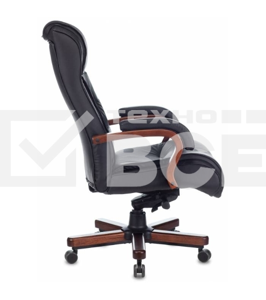 Кресло руководителя Бюрократ T-9926WALNUT черный, кожа, крестовина металл/дерево