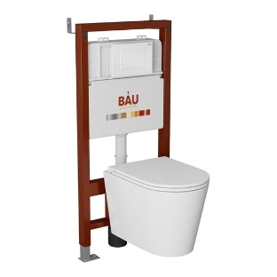 Комплект BAU 6 в 1: инсталляция BAU PRO, унитаз подвесной торнадо Bau Nimb Hurricane-3, сиденье дюропласт микролифт, клавиша BAU Stil, белый глянец