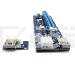 Переходник/удлинитель Espada USB Riser card PCI-E x1 Male to PCI-E x16 Female с питанием 6Pin, EpciEkit, в комплекте кабель usb 3.0, фото3