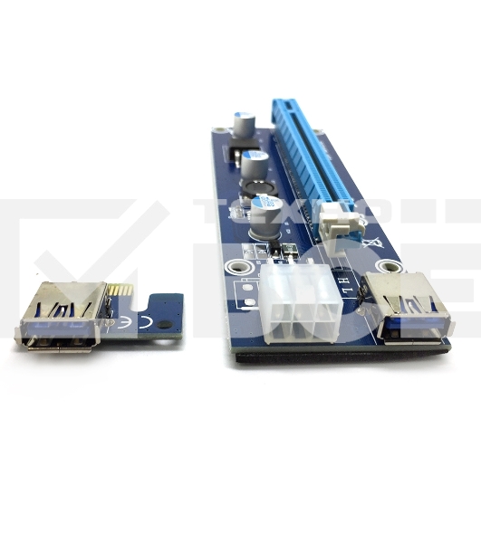 Переходник/удлинитель Espada USB Riser card PCI-E x1 Male to PCI-E x16 Female с питанием 6Pin, EpciEkit, в комплекте кабель usb 3.0