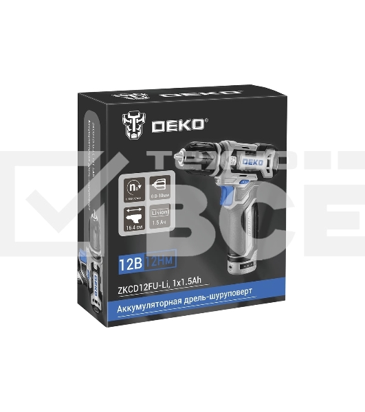 Дрель-шуруповерт Deko ZKCD12FU-Li 063-4141, Аккумуляторная, 12 В