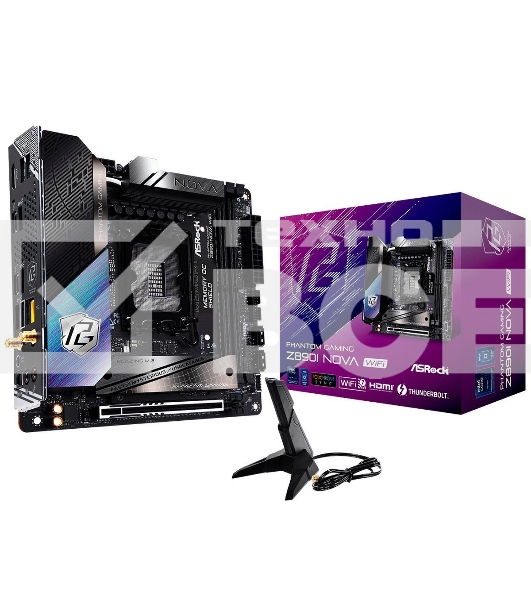 Материнская плата ASRock Z890I Nova WiFi, LGA 1851, Intel Z890, 2xDDR5, 2xSATA, 3xM.2, 1xPCIe 5.0 x16, 2xThunderbolt 4 Type-C, 6xUSB 3.2 Gen2, 2xUSB 3.2 Gen1, 2xUSB 2.0, 1xRJ-45, 1x5Gb LAN, 7.1, Mini-ITX