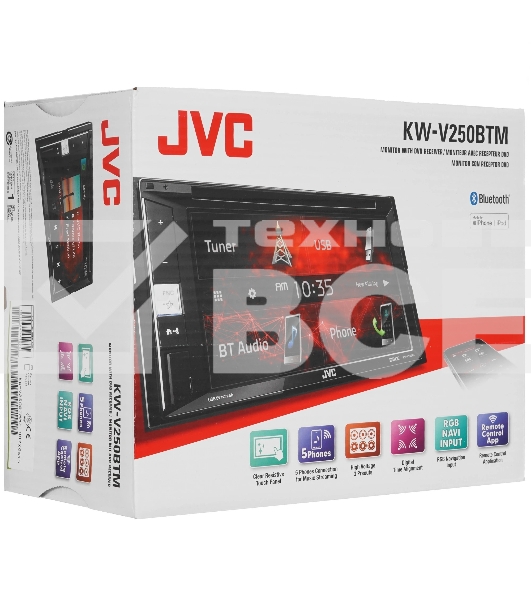 Автомагнитола CD DVD JVC KW-V250BTM 2DIN 4x50Вт