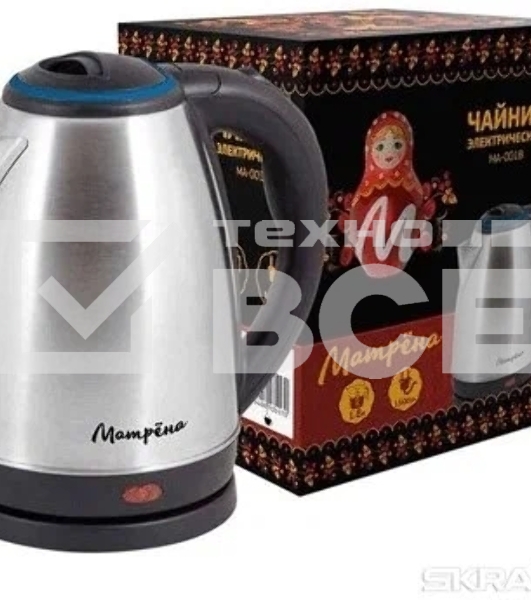 Чайник электрический Матрена MA-001 1,8 л, сталь,цвет крышки голубой (005456)