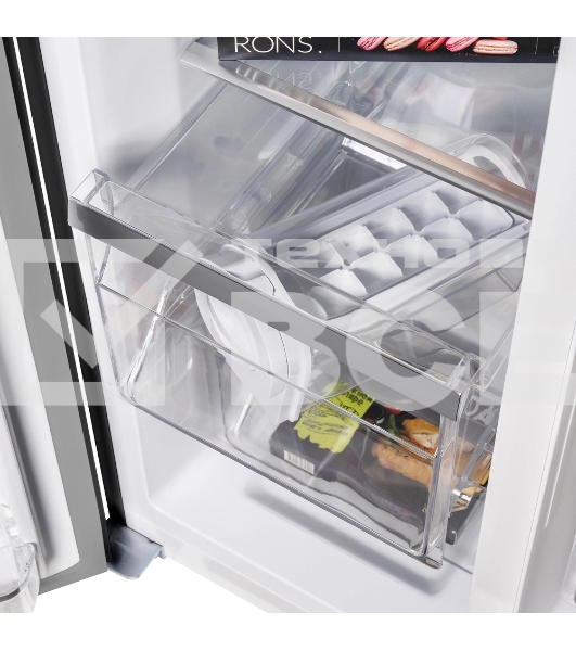 Холодильник Maunfeld MFF177NFB Slim Inverter черный двухкамерный 352/198л морозилка слева, No Frost, Side by Side