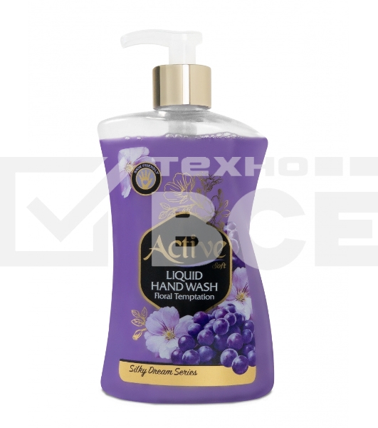 Жидкое мыло жемчужное Active 450 мл. С дозатором. Виноград и цветок (511801638)