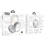 Беспроводные/проводные наушники Hoco W55 серебристый, накладные, Bluetooth + проводной, фото3