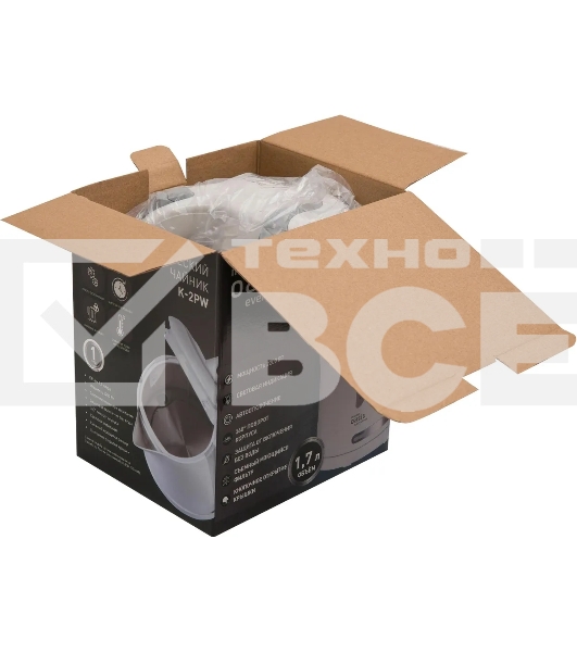 Чайник электрический Oasis K-2PW 1.7 л, 2200 Вт, белый корпус: пластик