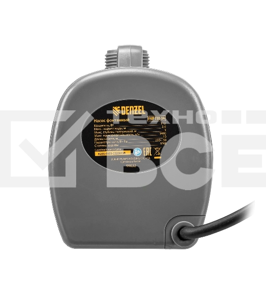 Насос фонтанный Denzel FNP110-34, 112 Вт, подъем 3,4 м, 3400 л/ч, колокольчик/каскад/гейзер