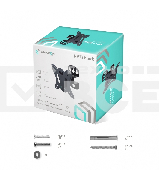 Кронштейн для телевизора ONKRON NP13 10'-32' наклонно-поворотный, черный