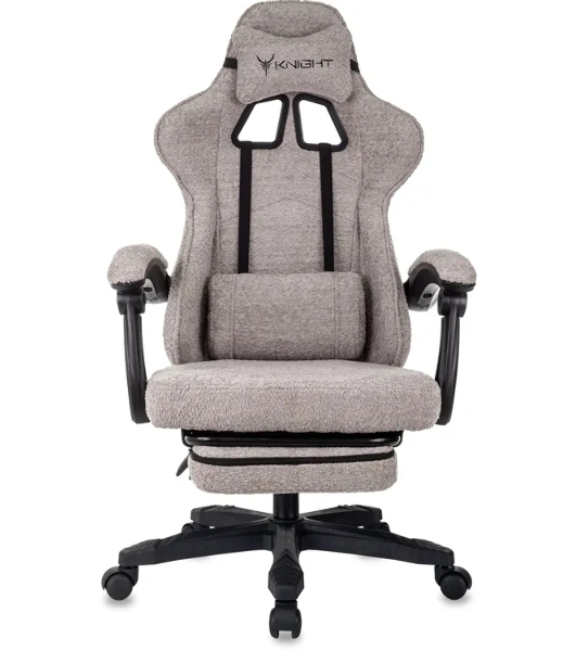 Кресло Knight Lord/F Camby 20 коричневый/бежевый, ткань, подголовник, подставка для ног