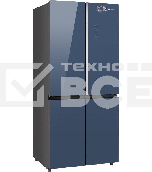 Холодильник Weissgauff WCD 590 NoFrost Inverter Premium Biofresh Blue Glass синий трёхкамерный 359/180 л морозилка снизу