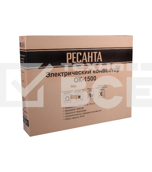 Конвектор Ресанта ОК-1500 белый, 1500 Вт, 20 м2, термостат