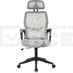 Кресло руководителя Бюрократ Wise серый, сетка/ткань, с подголов. крестов. пластик, фото2