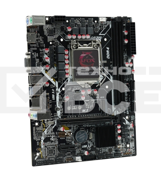 Материнская плата AFOX IH510D4-MA6-V2, LGA 1200, Intel H510, 2xDDR4, 3xSATA, 1xM.2, 1xPCIe 4.0/3.0 x16, 1xPCIe x1, 1xHDMI, 1xVGA, 1x 1Gb LAN, 2xUSB-A 2.0, 2xUSB-A 3.2 Gen 1, 3x3.5 мм, 5.1, microATX