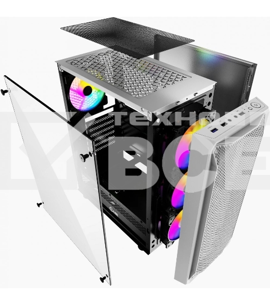 Компьютерный корпус Powercase Mistral Z4 White, Tempered Glass, Mesh, 4x 120mm 5-color LED fan, белый, ATX (CMIZW-L4)