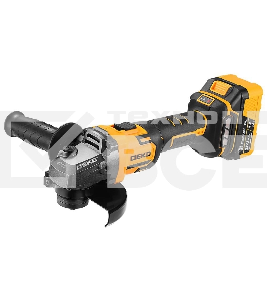 Угловая шлифовальная машина бесщеточная DEKO DKAG-125, 20В, 1*4.0А·ч