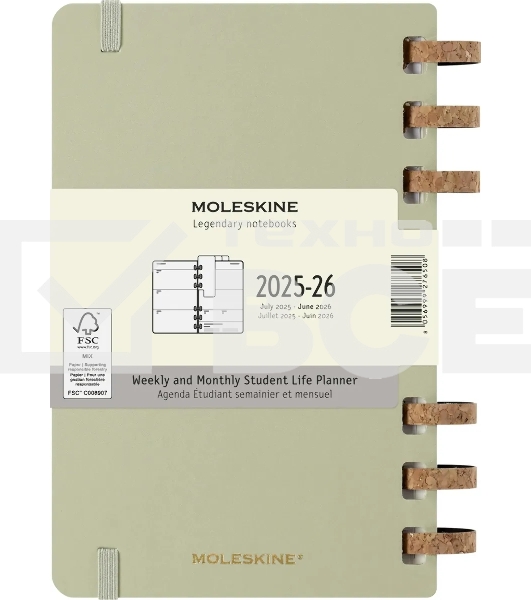 Еженедельник Moleskine ACADEMIC SPIRAL DHSPK5212AMWH3 Large 150х210мм 200 стр. кремовые страницы спираль киви
