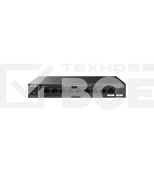 Коммутатор управляемый PoE Tenda TEG2210P-8-120W, 10 портов, 9x1 Гбит/с, SFP 1x1 Гбит/с, PoE 8x30Вт (до 110 Вт)
