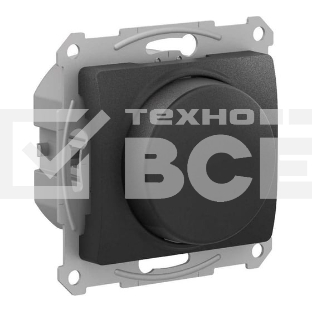 Светорегулятор (диммер) SE Glossa антрацит, повор-нажим, LED, RC, 400 Вт, мех.