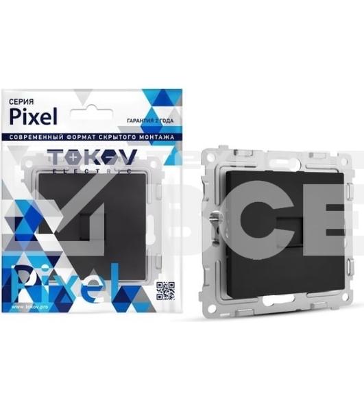 Розетка телефонная 1-м TOKOV ELECTRIC СП Pixel RJ11 механизм карбон