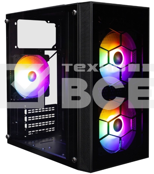 Компьютерный корпус 1STPLAYER FIREBASE X1 Black / mATX / 3x120mm LED fans / X1-BK-3F1