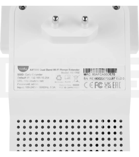 Повторитель беспроводного сигнала Cudy RE1800 AX1800 10/100/1000BASE-TX/Wi-Fi белый