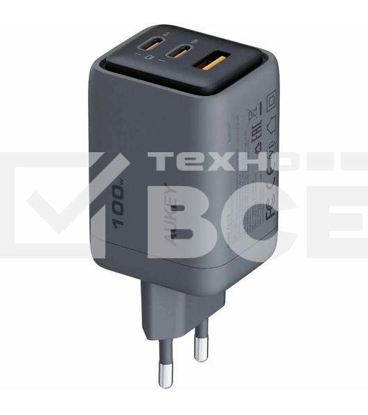 Сетевое зарядное устройство Aukey Comet Mix 100W  серый