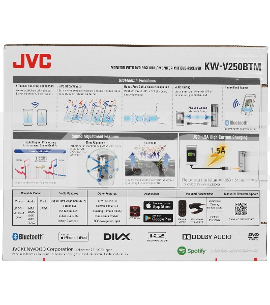 Автомагнитола CD DVD JVC KW-V250BTM 2DIN 4x50Вт
