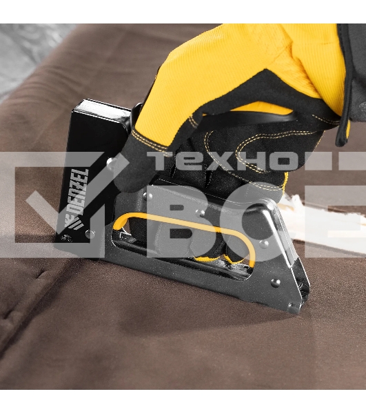 Степлер металлический Denzel скобы в комплекте, 2К рукоятка, тип 53, 6-10 мм