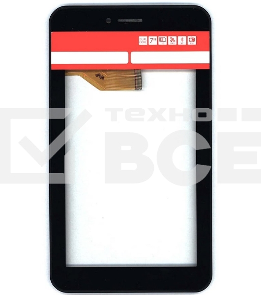 Сенсорное стекло (тачскрин) для Irbis TX37, черное с рамкой