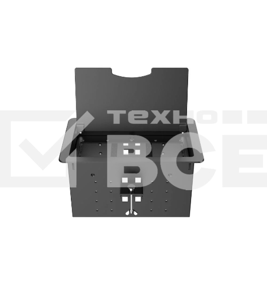 Прямоугольный металлический корпус Wize Pro [WRTS-12BOX-B] для модульной системы врезного лючка в стол с откидывающейся крышкой, до12 модулей-вставок, беспроводная зарядка 10Вт для моб.устройств на крышке, преустановленная рамка,черный