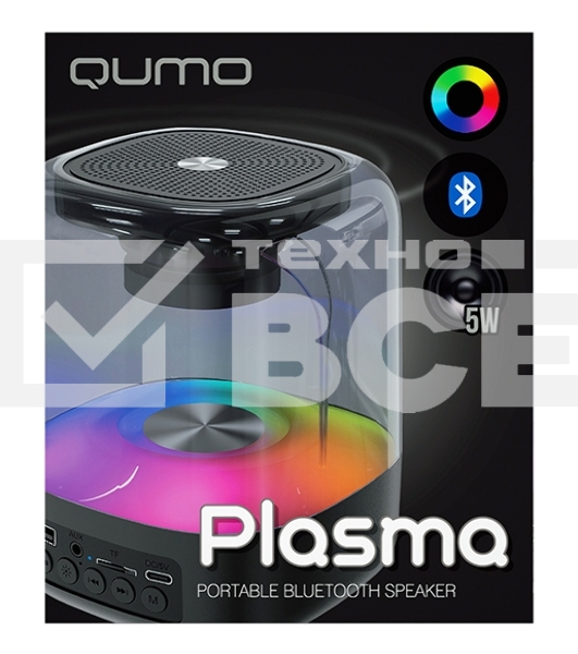 Акустическая система QUMO Plasma ВТ 0082 5 ВТ  объемное звучание  RGB подсветка