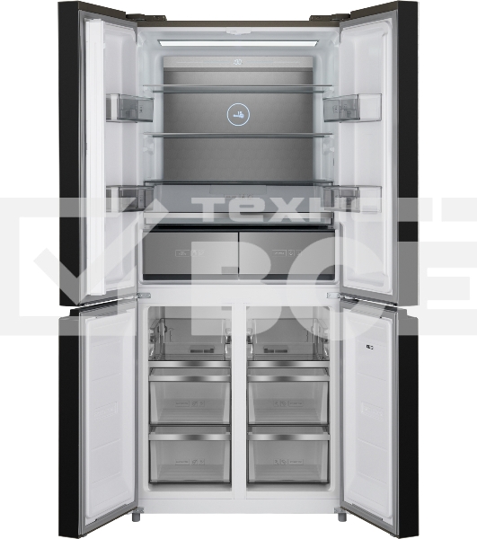 Холодильник Weissgauff WCD 590 NoFrost Inverter Premium Biofresh Blue Glass синий трёхкамерный 359/180 л морозилка снизу