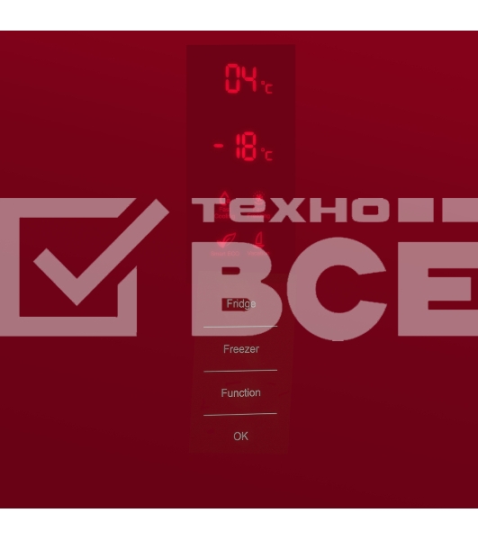 Холодильник Maunfeld MFF200NFR Inverter красный двухкамерный инвертор 271/106л морозилка снизу