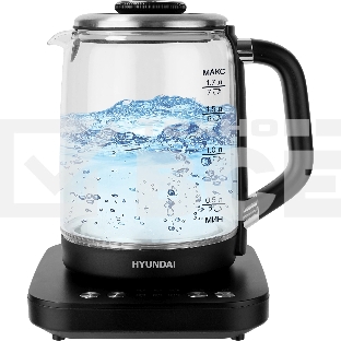 Чайник электрический Hyundai HYK-G5506 1.7 л, 2200 Вт, черный/серебристый